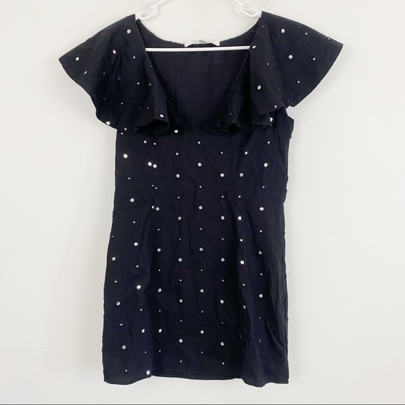 LOVERS + FRIENDS black diamond detailing ruffle sleeve mini dress - Picture 4 of 9